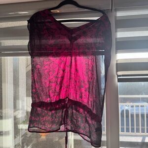 Express Pink and Black Sheer Top
